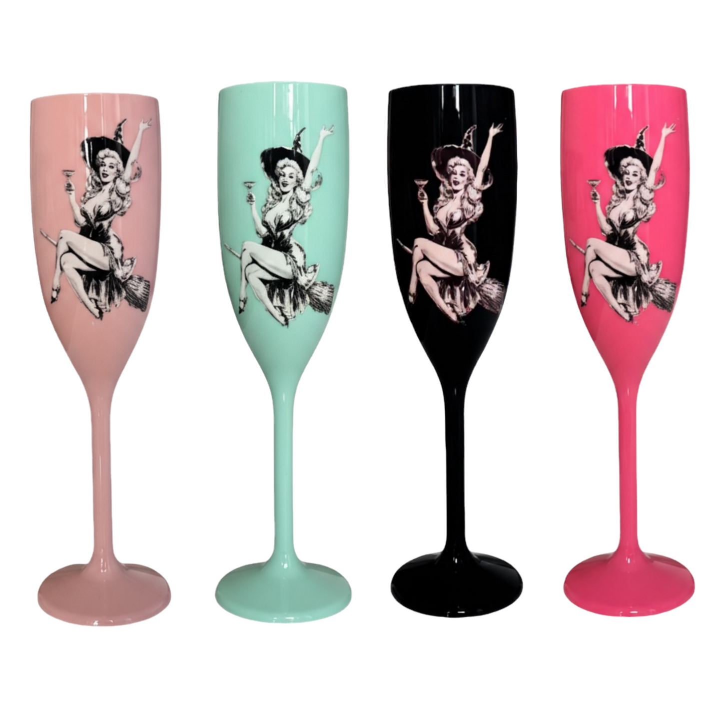 Halloween Champagne Flute Cheers Witches Unbreakable Party Drinkware