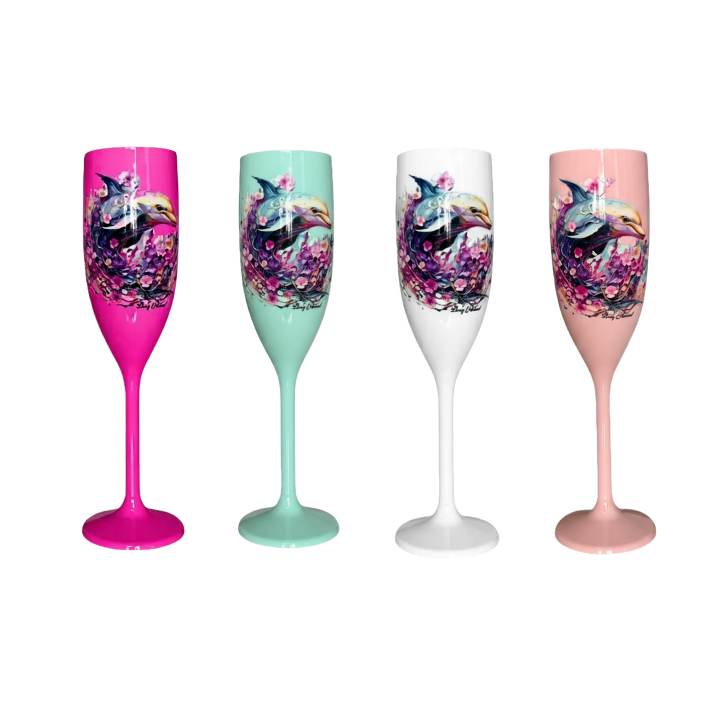 Champagne Flute with Dolphin Unbreakable Acrylic Drinkware