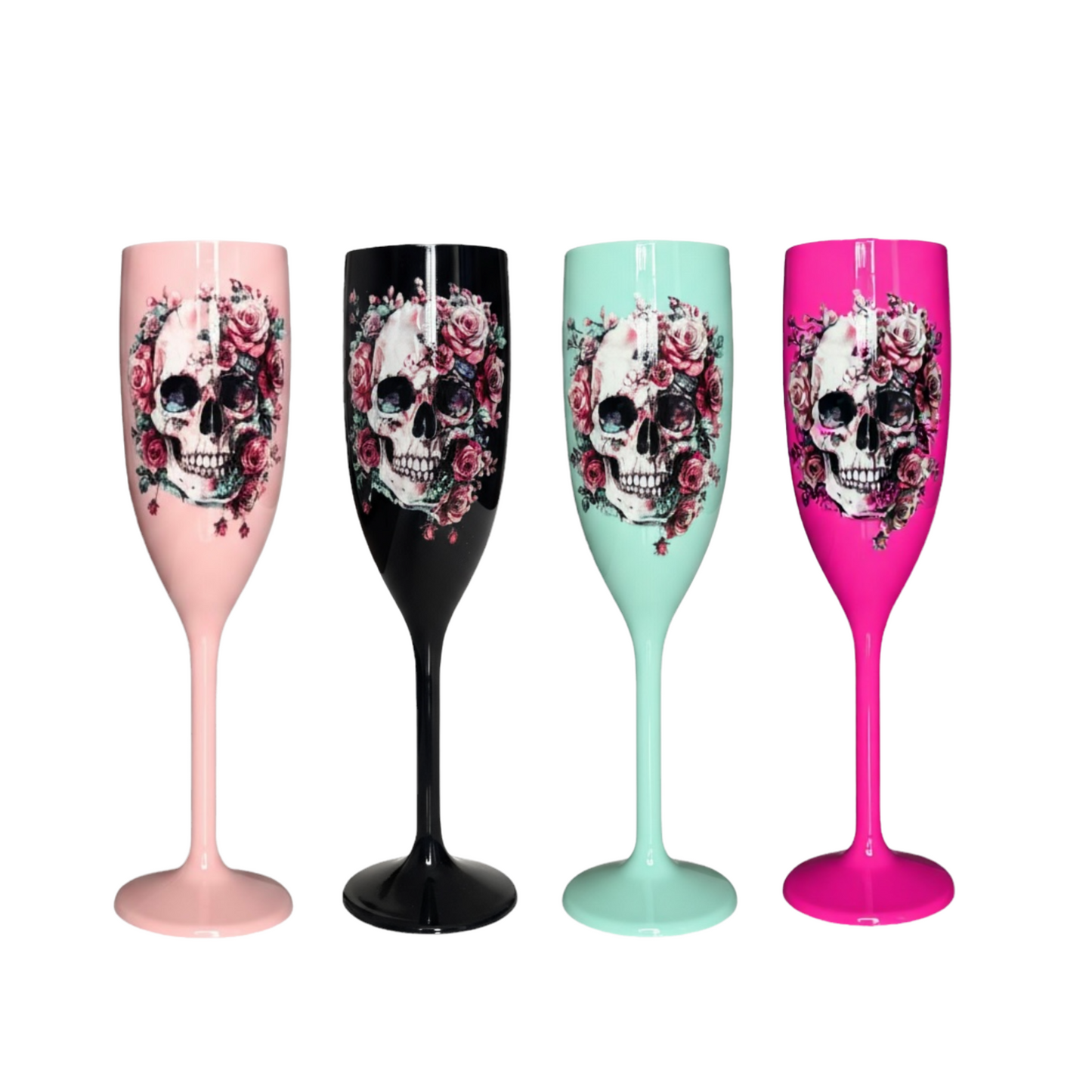Unbreakable Champagne Glass with Sugar Skull Cute Halloween Party Drinkware
