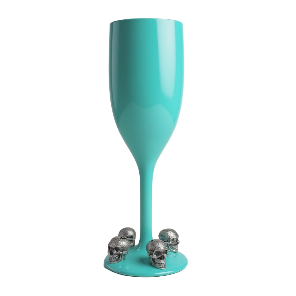 Unbreakable Champagne Glass with Silver Skulls Halloween Party Drinkware