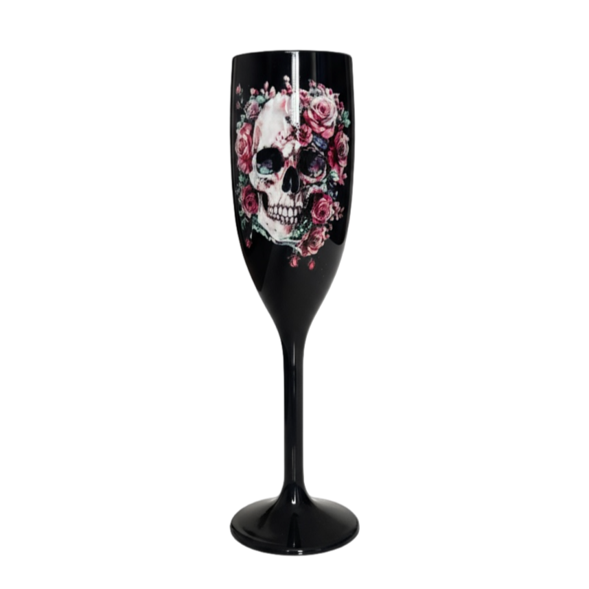 Unbreakable Champagne Glass with Sugar Skull Cute Halloween Party Drinkware