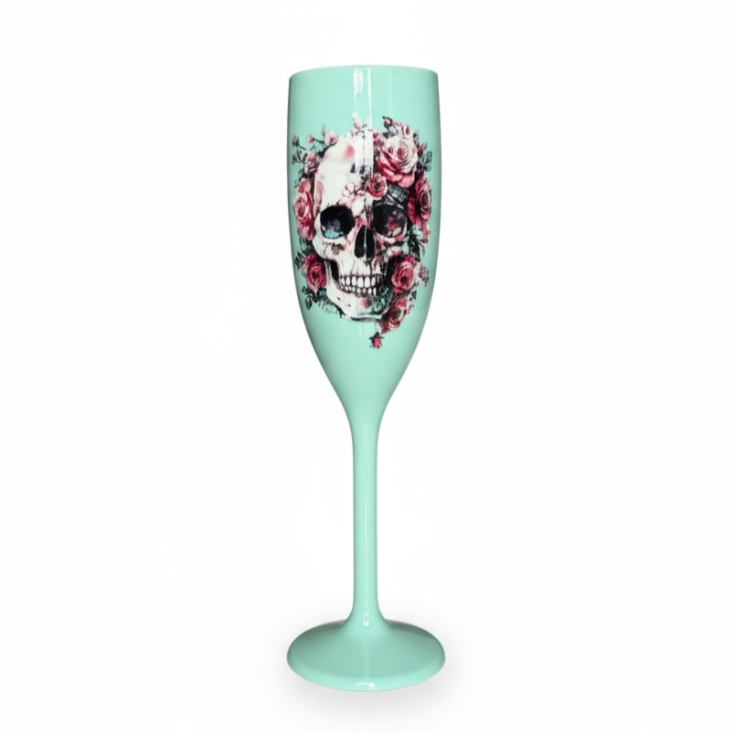 Unbreakable Champagne Glass with Sugar Skull Cute Halloween Party Drinkware