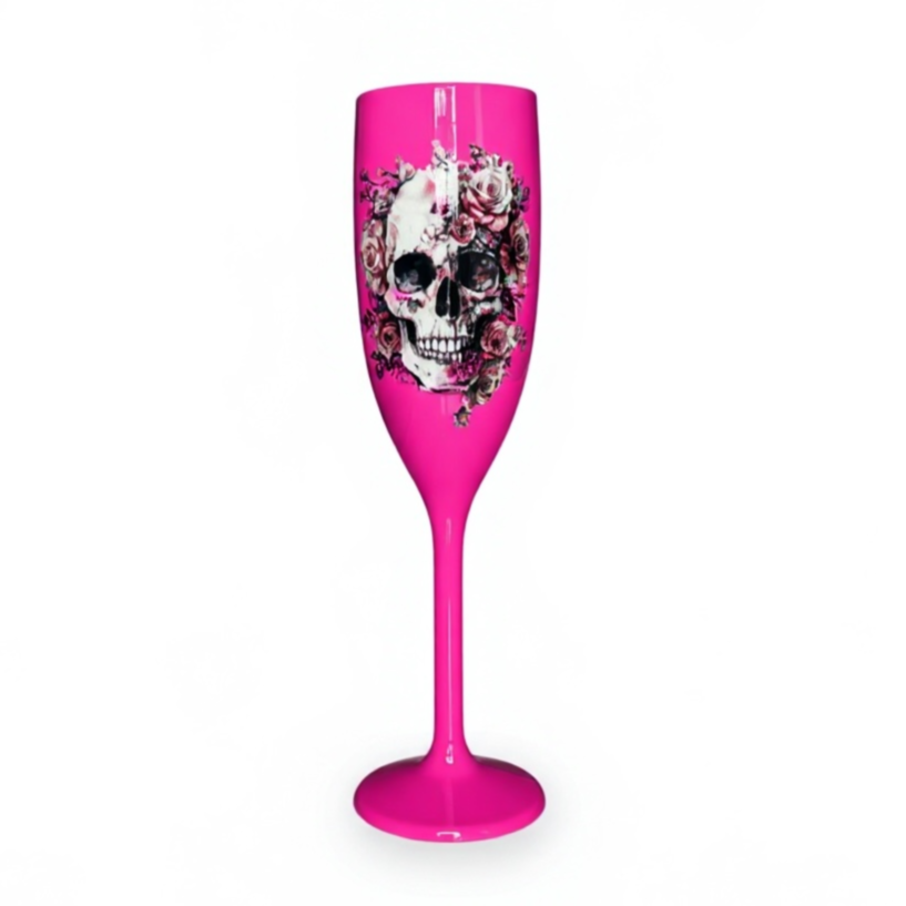 Unbreakable Champagne Glass with Sugar Skull Cute Halloween Party Drinkware