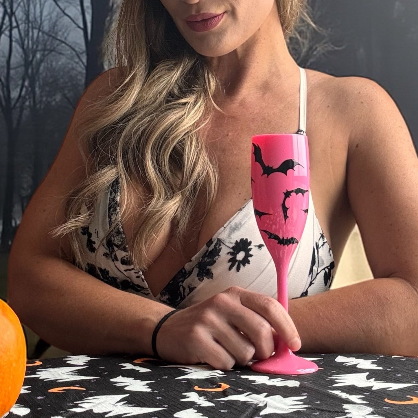 Halloween Champagne Flute with Bats Unbreakable Party Drinkware