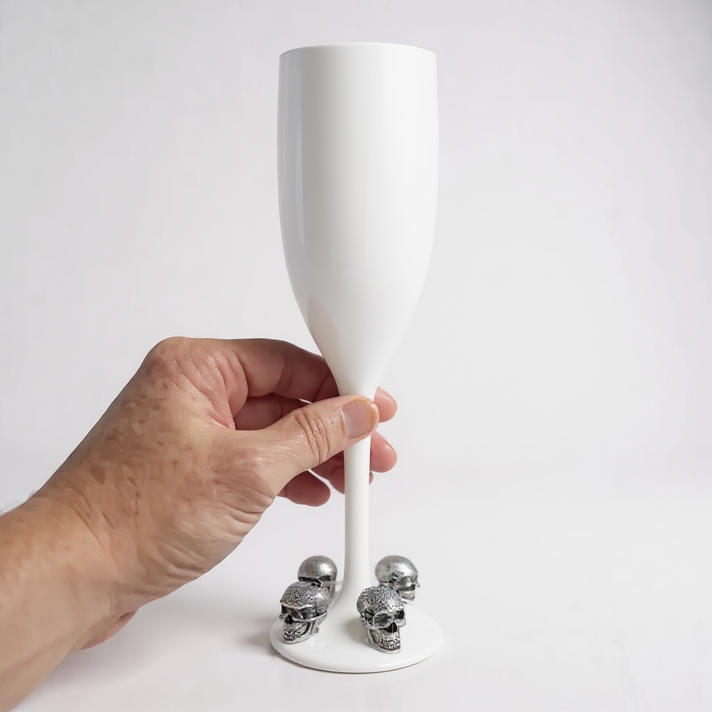 Unbreakable Champagne Glass with Silver Skulls Halloween Party Drinkware