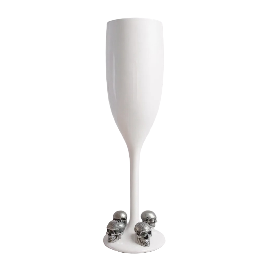 Unbreakable Champagne Glass with Silver Skulls Halloween Party Drinkware