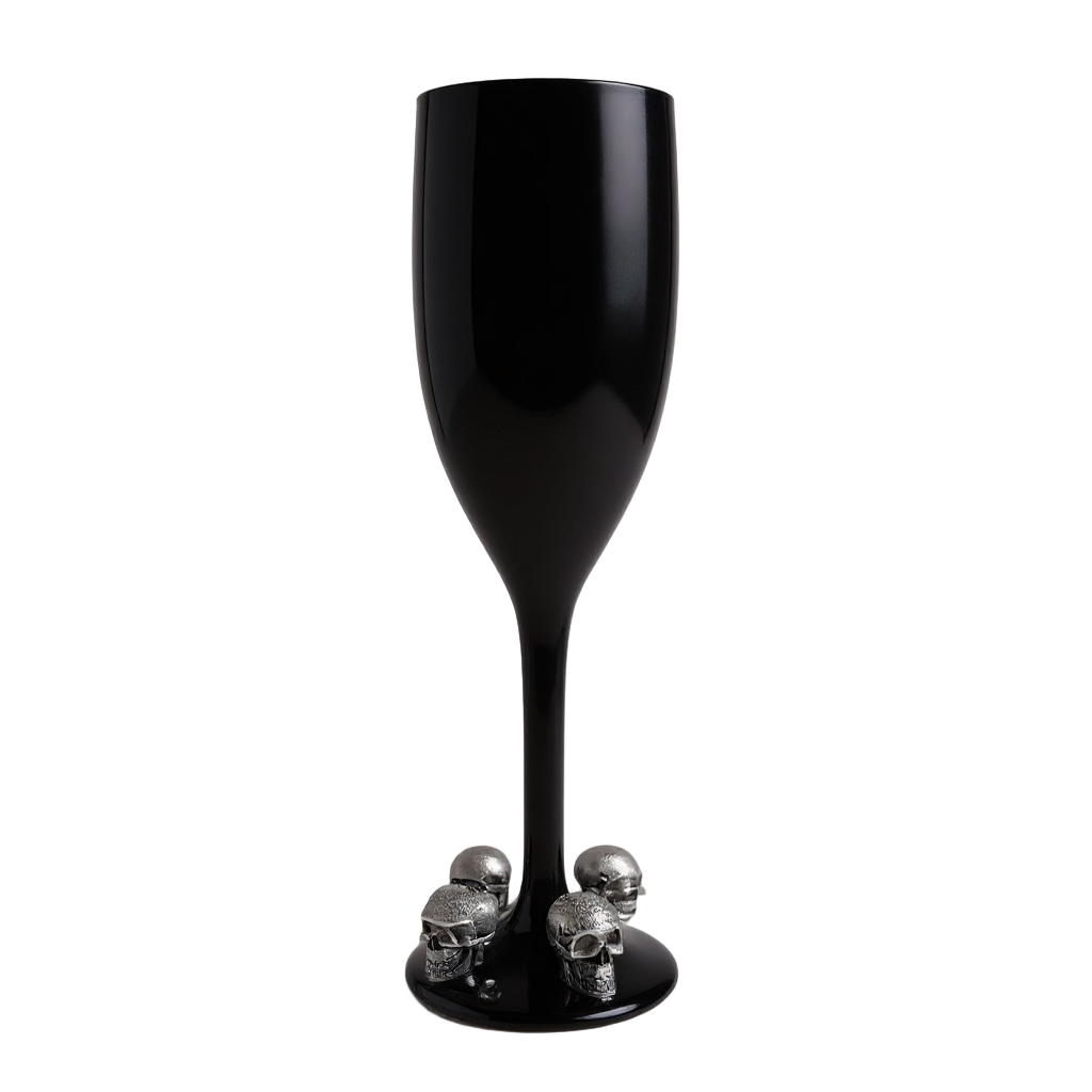 Unbreakable Champagne Glass with Silver Skulls Halloween Party Drinkware