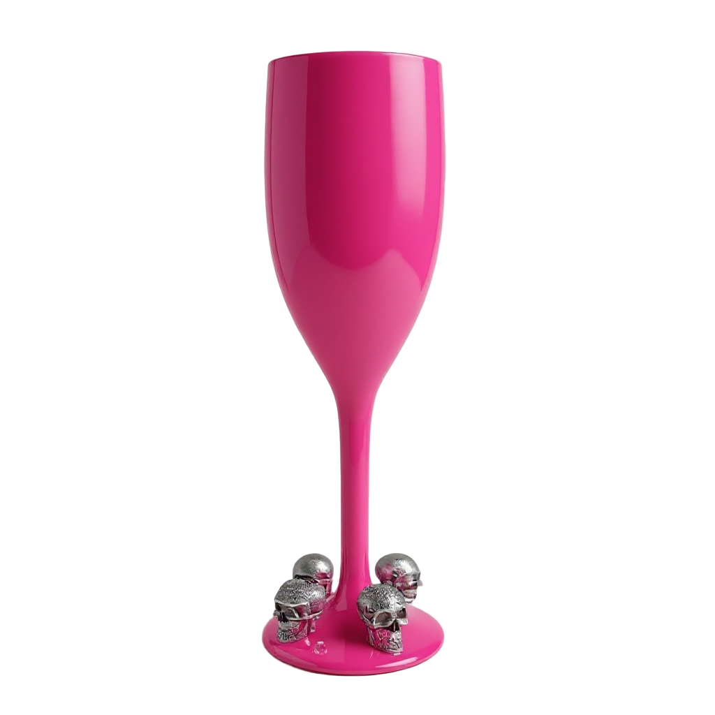 Unbreakable Champagne Glass with Silver Skulls Halloween Party Drinkware