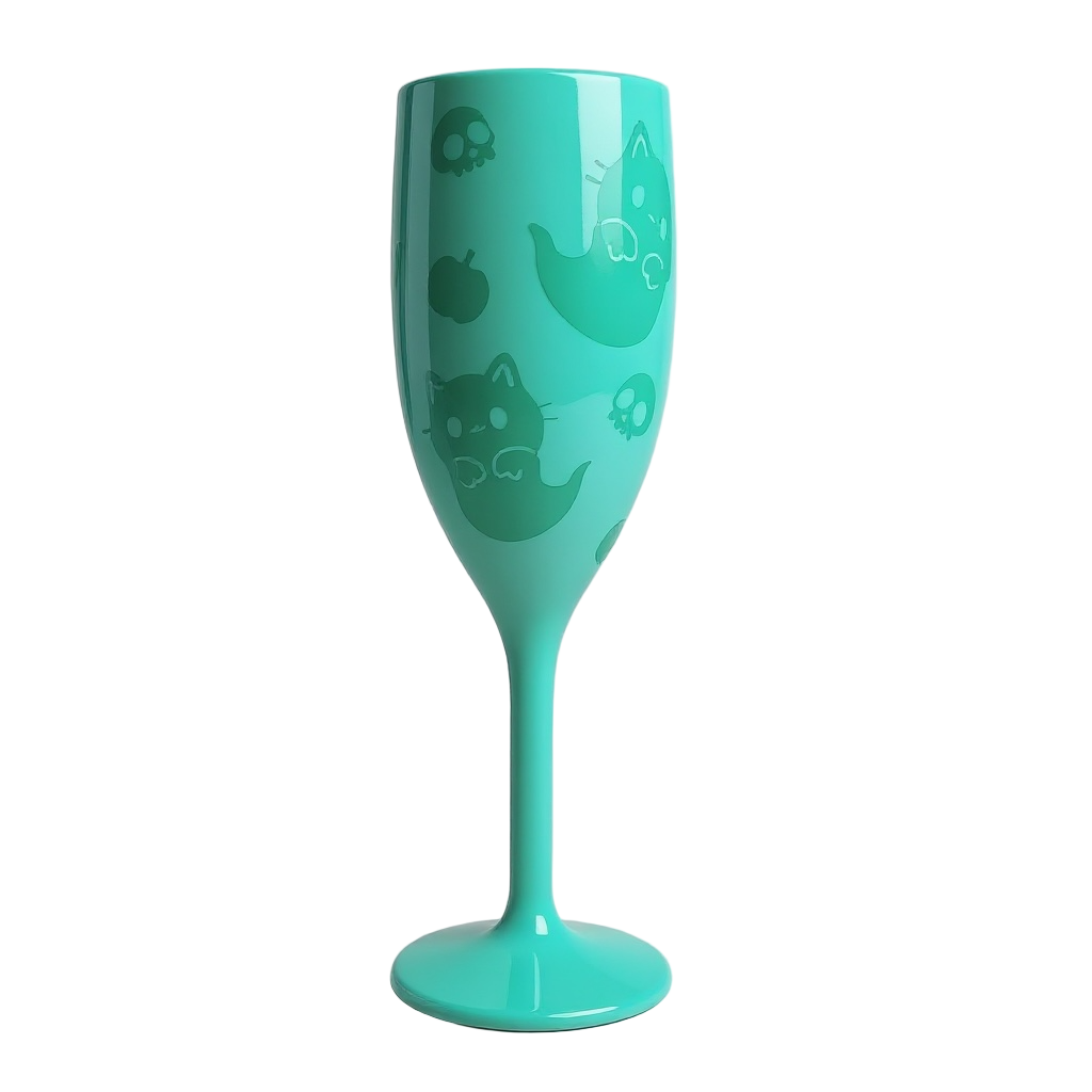 Unbreakable Champagne Glass with Ghost Cats Cute Halloween Party Drinkware