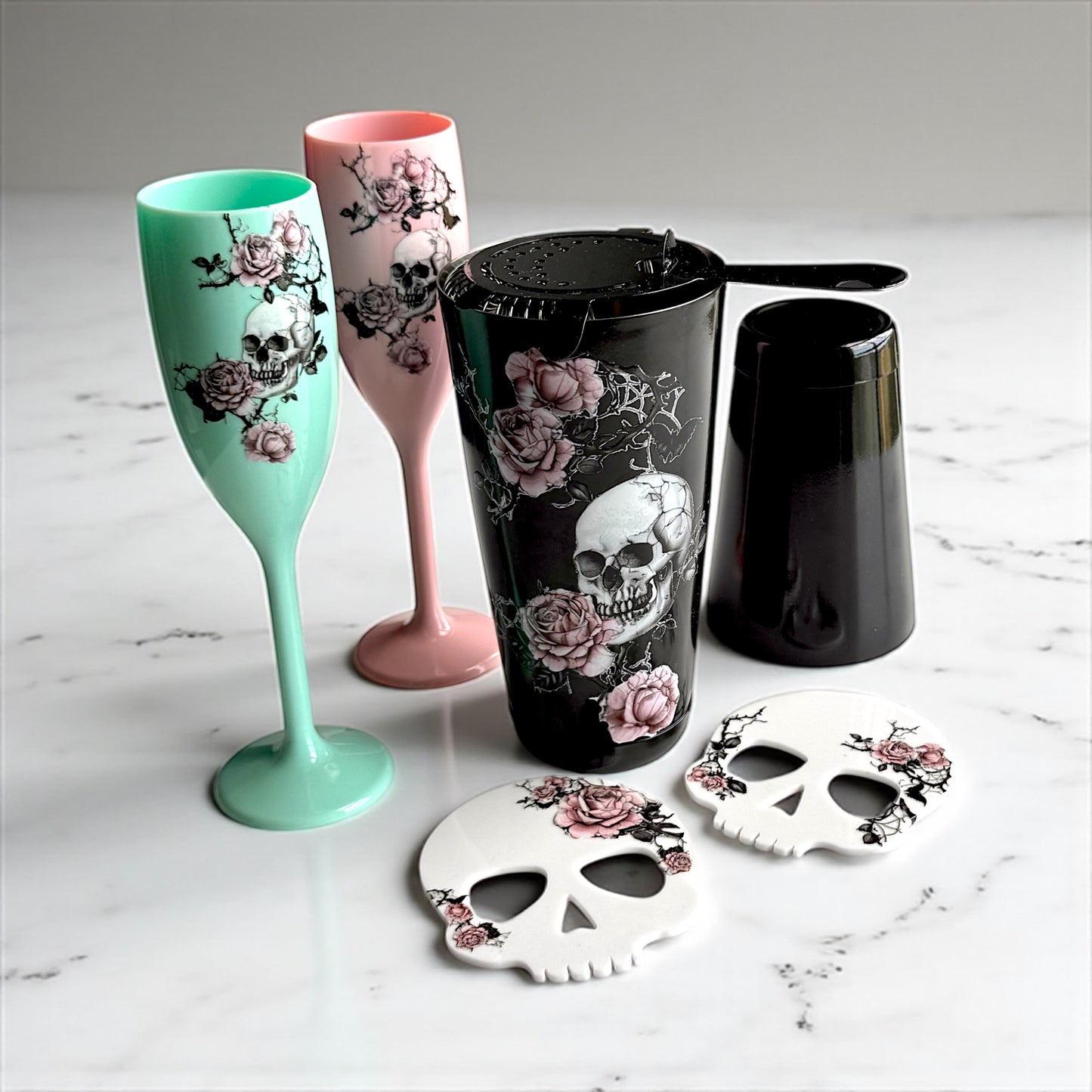 Gothic Skull Halloween Coasters