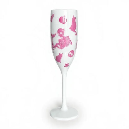 Unbreakable Champagne Glass with Cats & Mermaid Skeleton Cute Halloween Party Drinkware