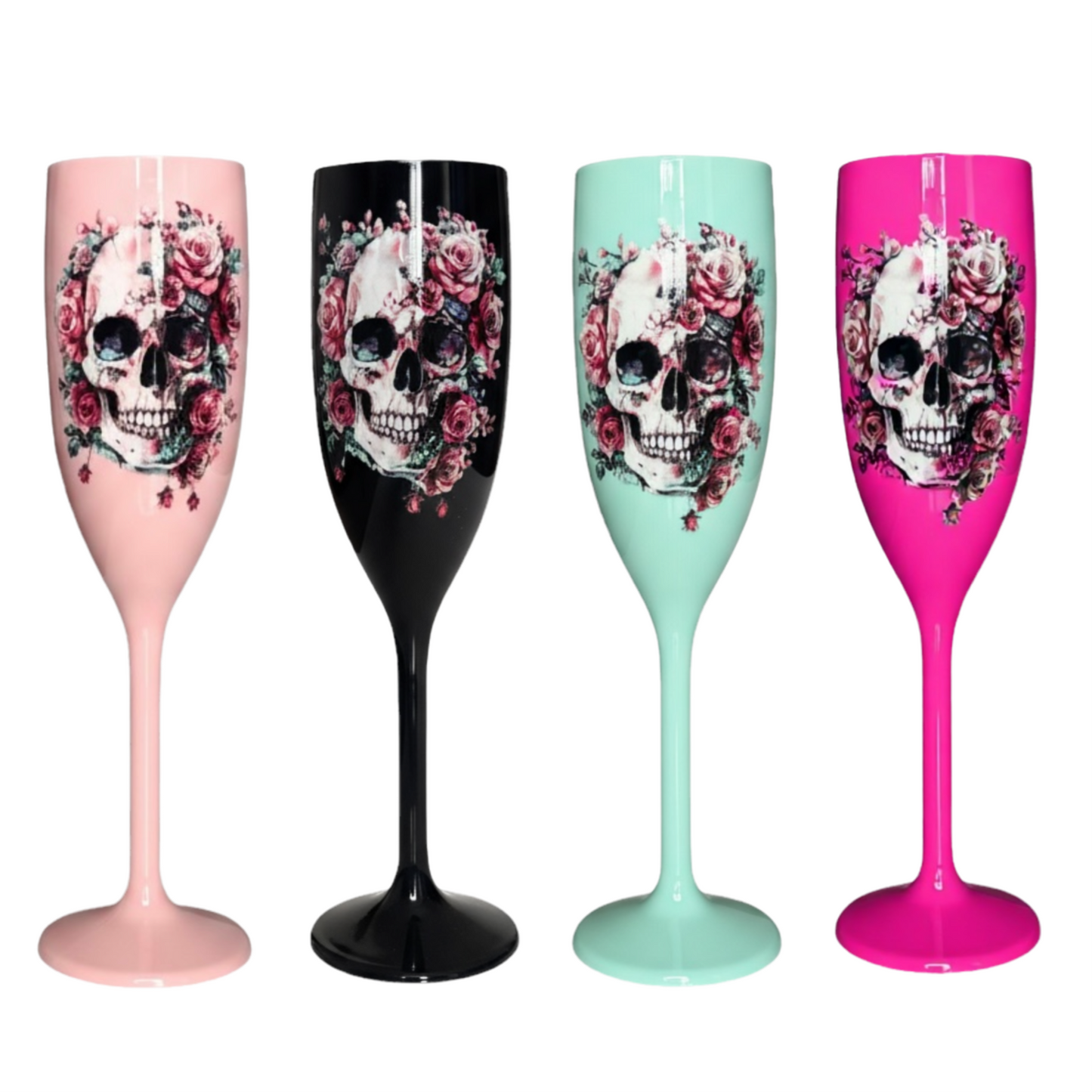 Halloween Champagne Flute with Sugar Skull Cute Unbreakable Halloween Party Drinkware
