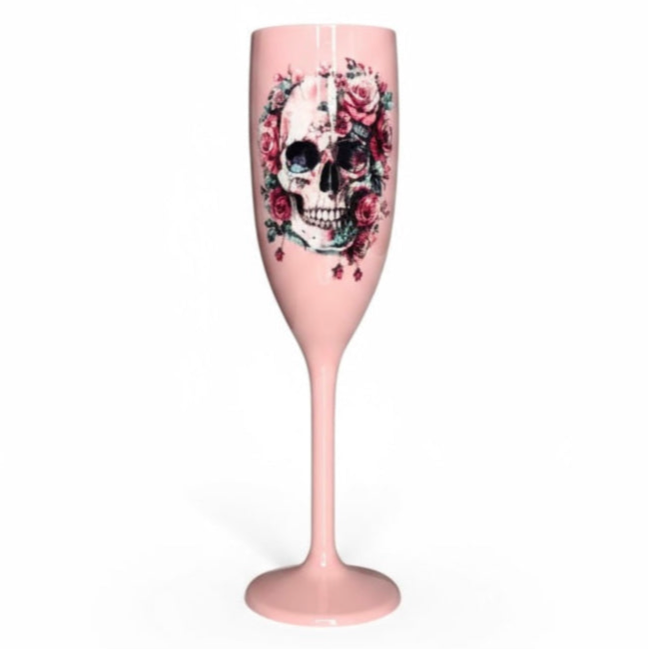 Halloween Champagne Flute with Sugar Skull Cute Unbreakable Halloween Party Drinkware