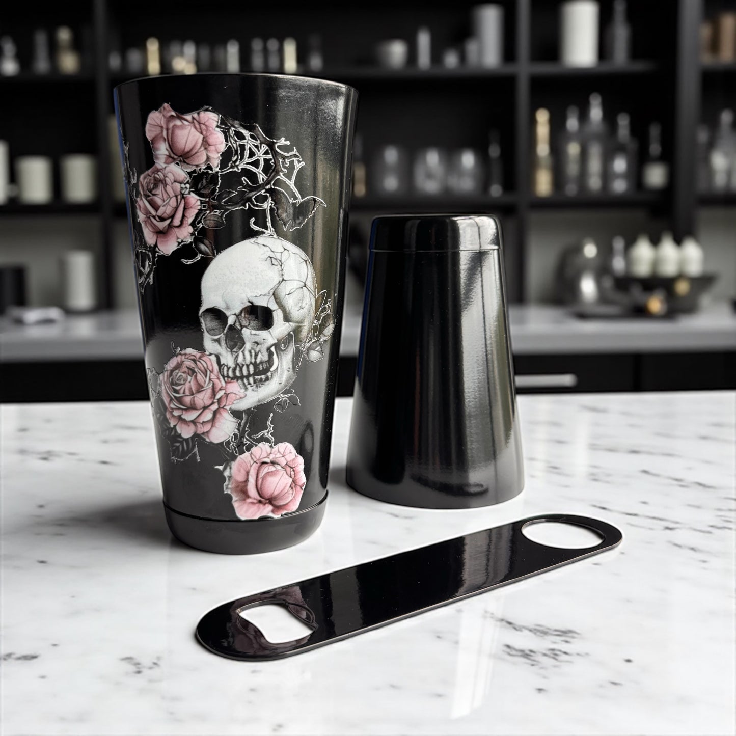 Halloween Cocktail Shaker Set Gothic Skeleton Boston Shaker Bar Kit