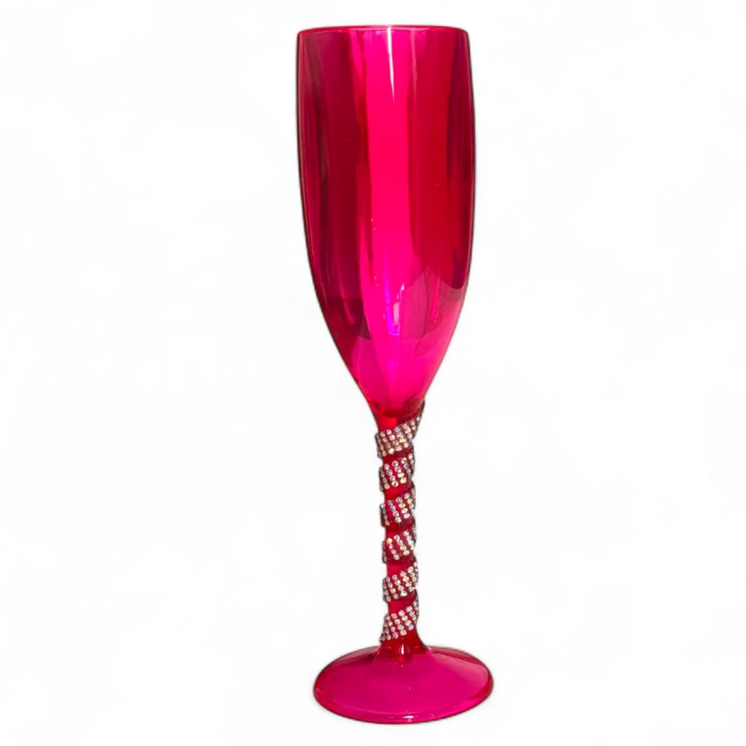 Champagne Flute with Rhinestones Unbreakable Acrylic Party Cups