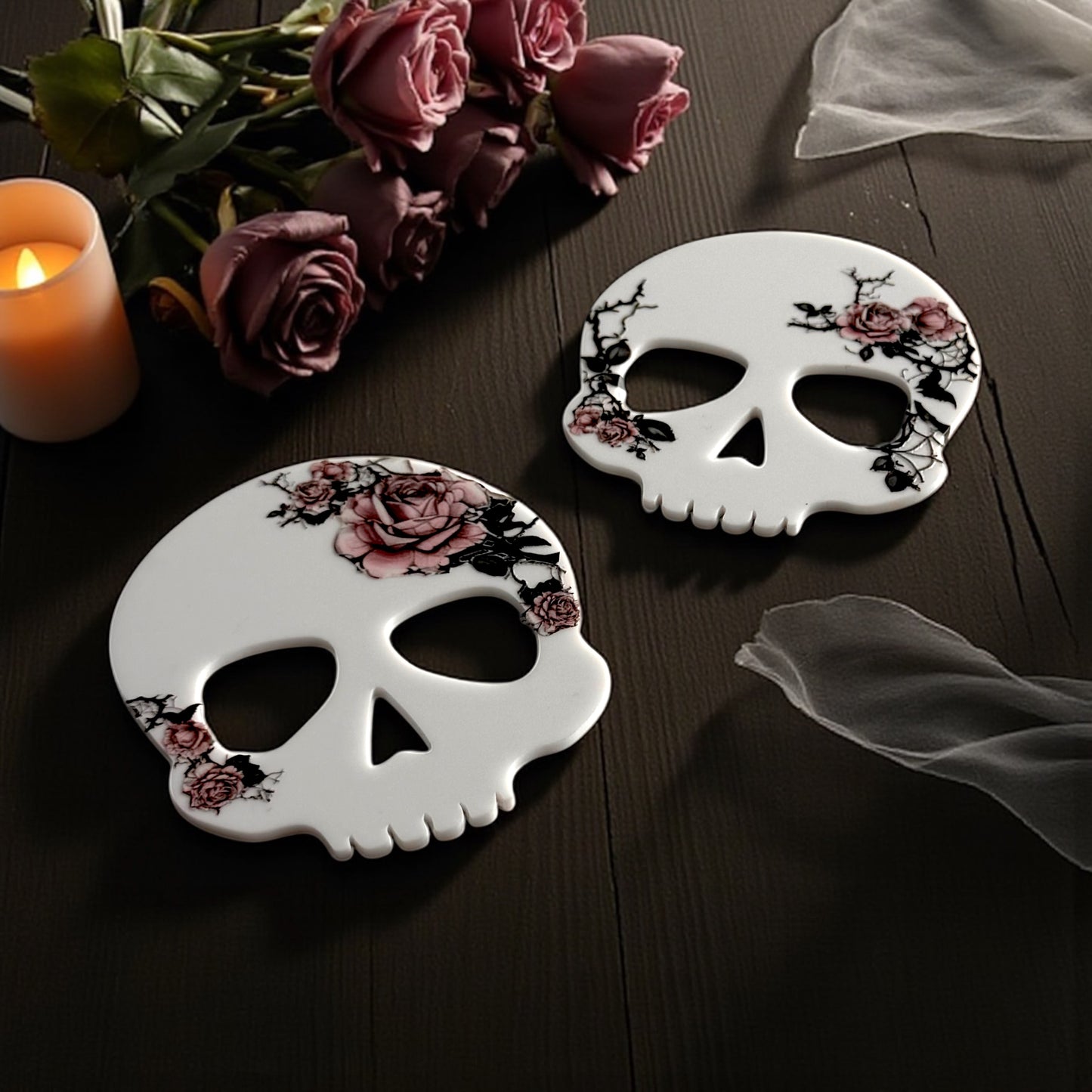 Gothic Skull Halloween Coasters