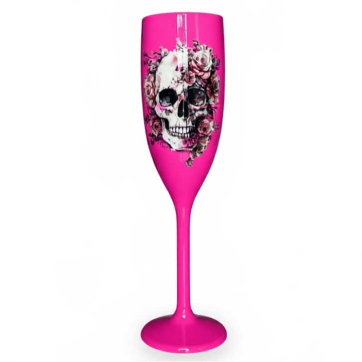 Halloween Champagne Flute with Sugar Skull Cute Unbreakable Halloween Party Drinkware