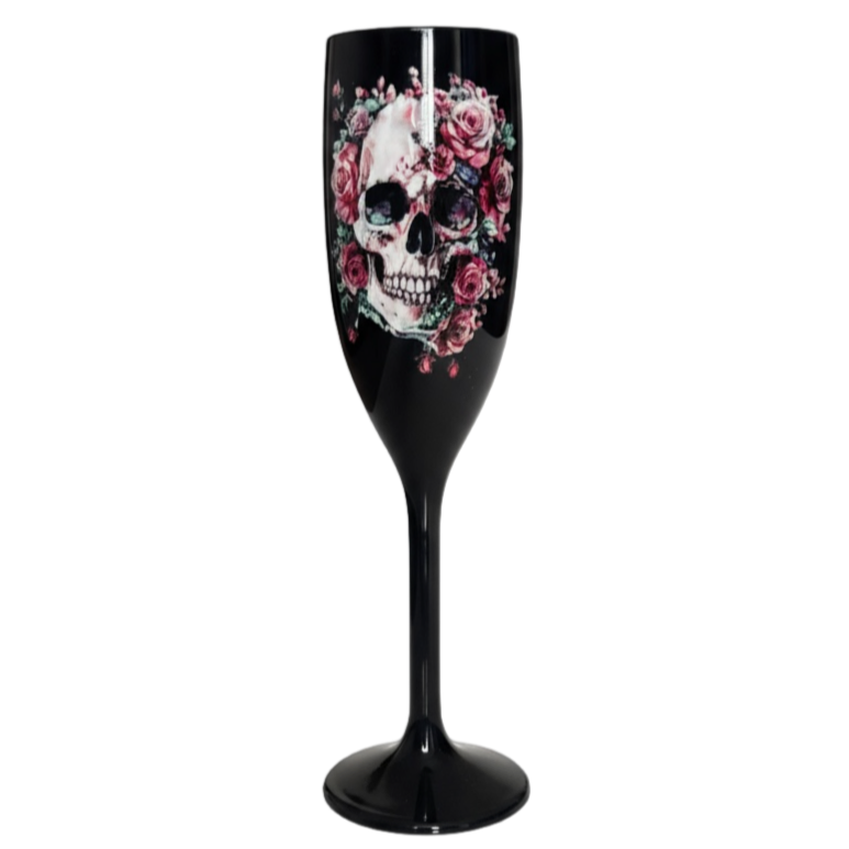 Halloween Champagne Flute with Sugar Skull Cute Unbreakable Halloween Party Drinkware