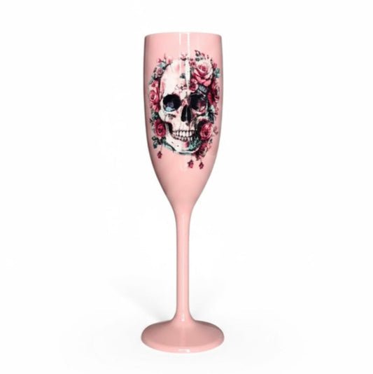 Unbreakable Champagne Glass with Sugar Skull Cute Halloween Party Drinkware