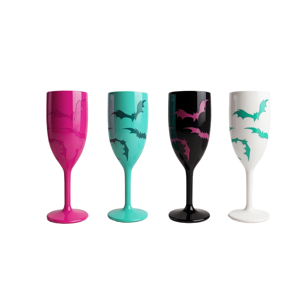 Unbreakable Champagne Glass with Bats Cute Halloween Party Drinkware