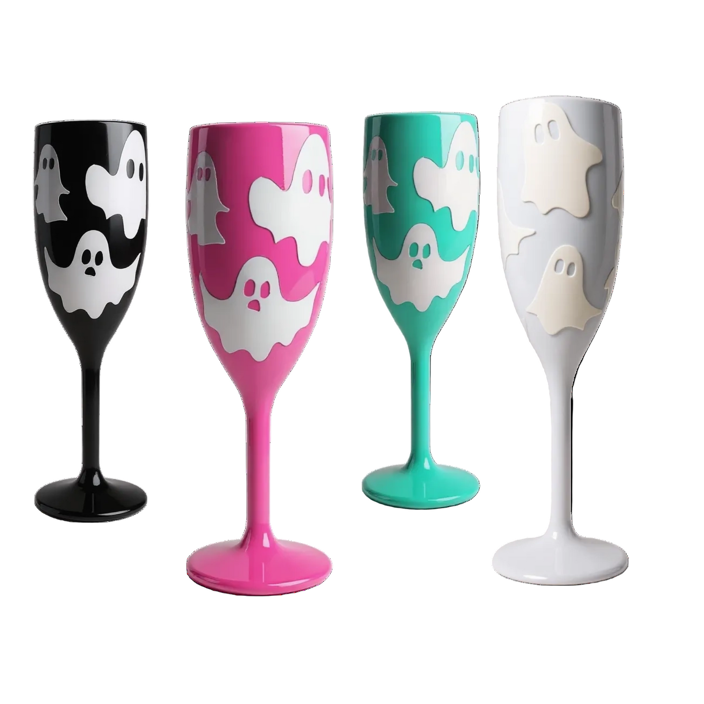 Unbreakable Champagne Glass with Ghost Cute Halloween Party Drinkware