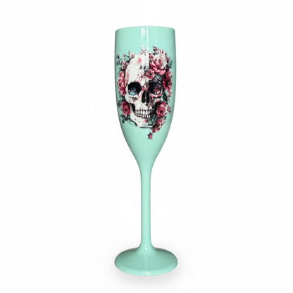 Unbreakable Champagne Glass with Sugar Skull Cute Halloween Party Drinkware