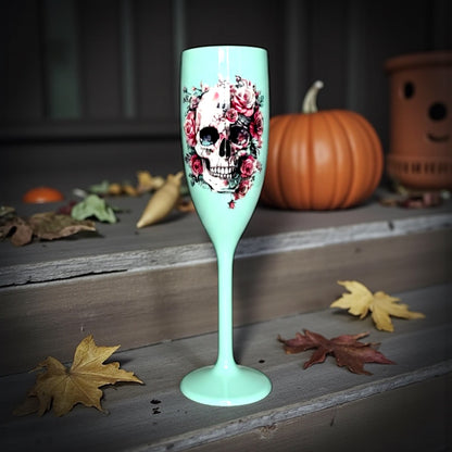 Halloween Champagne Flute with Sugar Skull Cute Unbreakable Halloween Party Drinkware