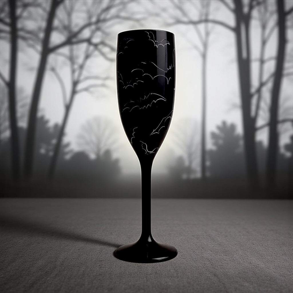 Halloween Champagne Flute with Bats Unbreakable Party Drinkware
