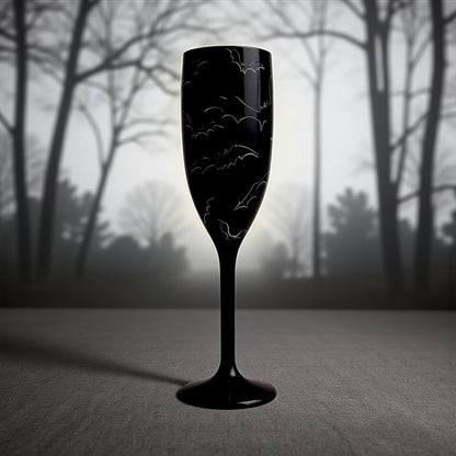 Halloween Champagne Flute with Bats Unbreakable Party Drinkware