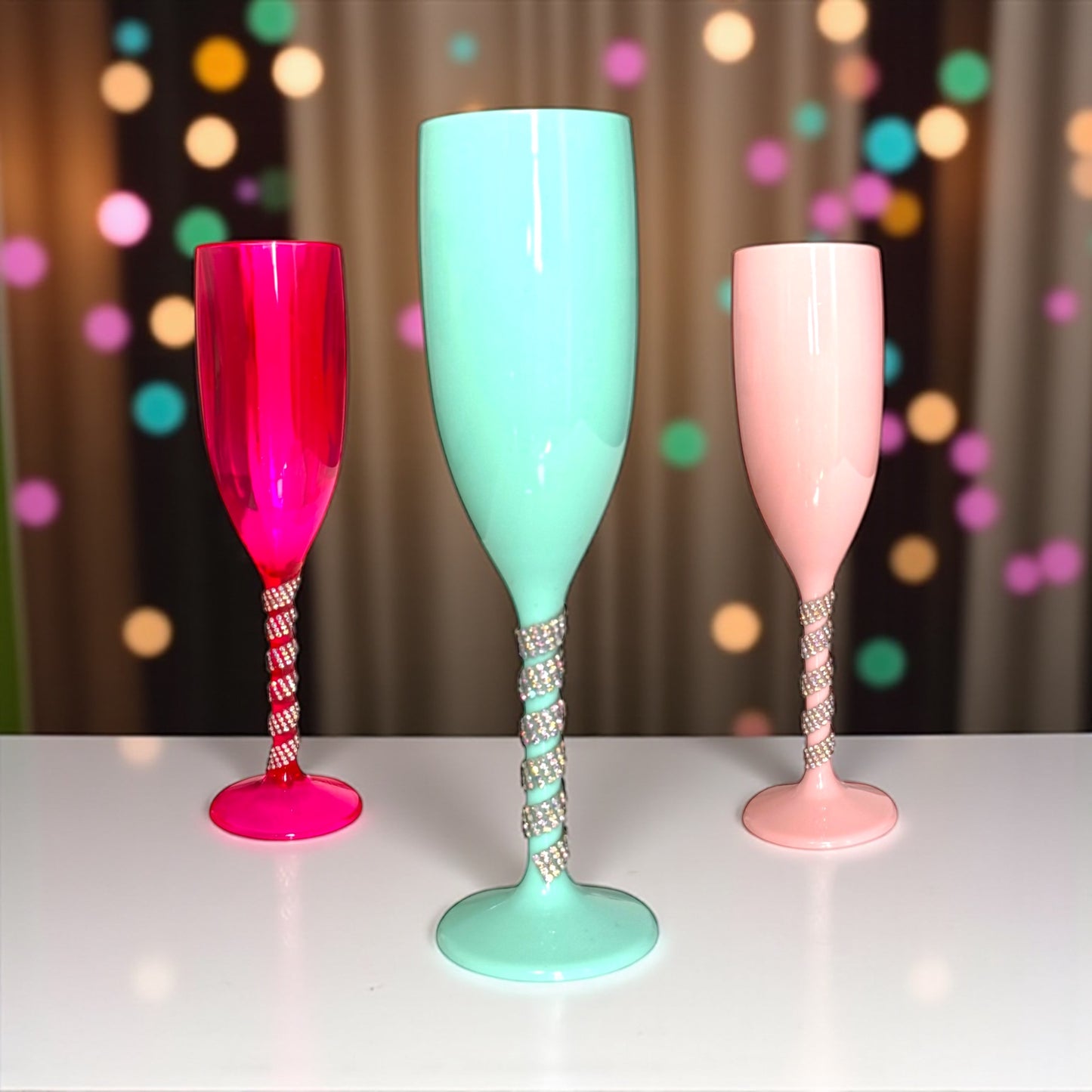 Champagne Flute with Rhinestones Unbreakable Acrylic Party Cups