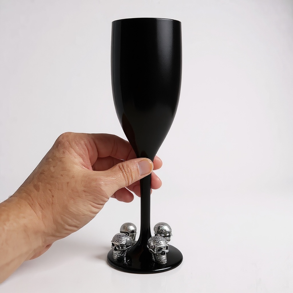 Unbreakable Champagne Glass with Silver Skulls Halloween Party Drinkware