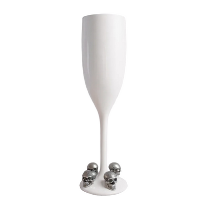 Unbreakable Champagne Glass with Silver Skulls Halloween Party Drinkware