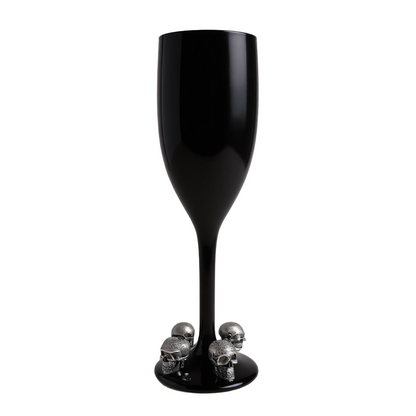 Unbreakable Champagne Glass with Silver Skulls Halloween Party Drinkware