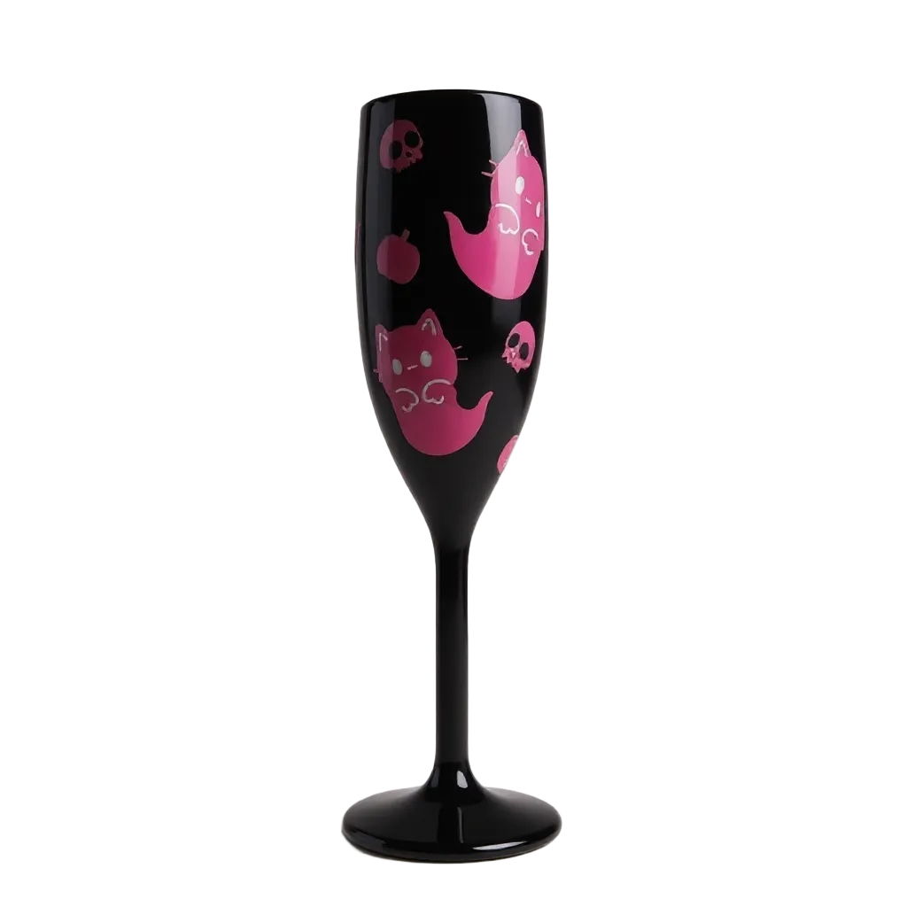 Unbreakable Champagne Glass with Ghost Cats Cute Halloween Party Drinkware